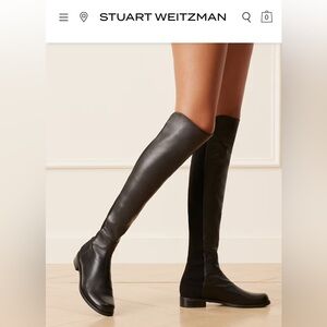Stuart Weitzman 50/50 Boots Black Leather sz 8